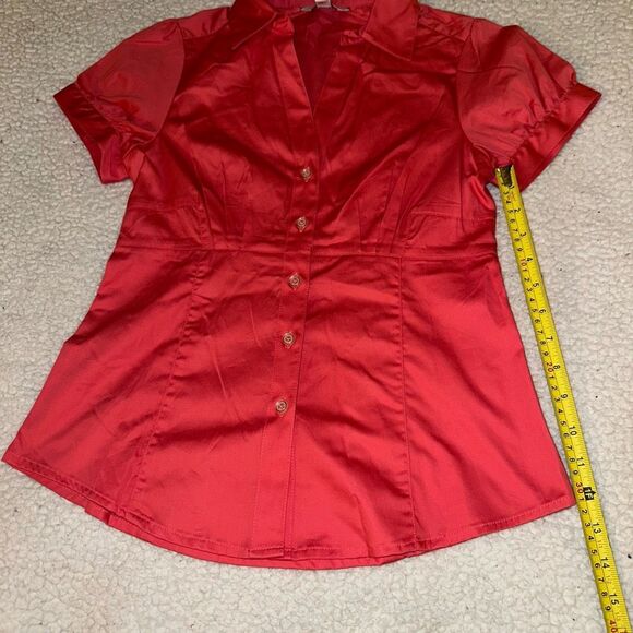 Banana Republic Button Collared Short Sleeve Blouse Coral 2 NWT - Picture 9 of 10